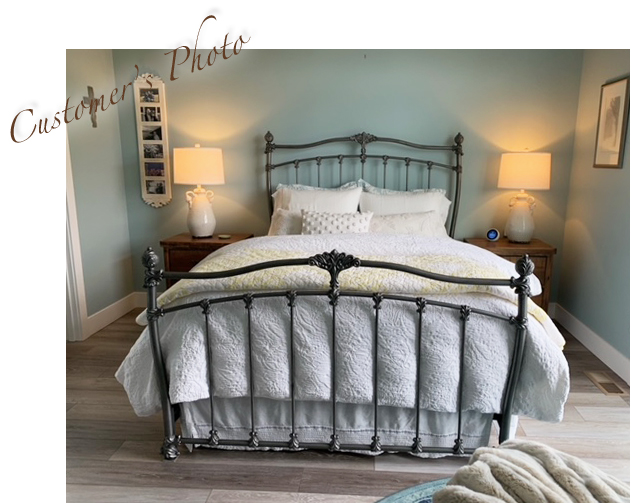 Beautiful customer bedroom with iron bed