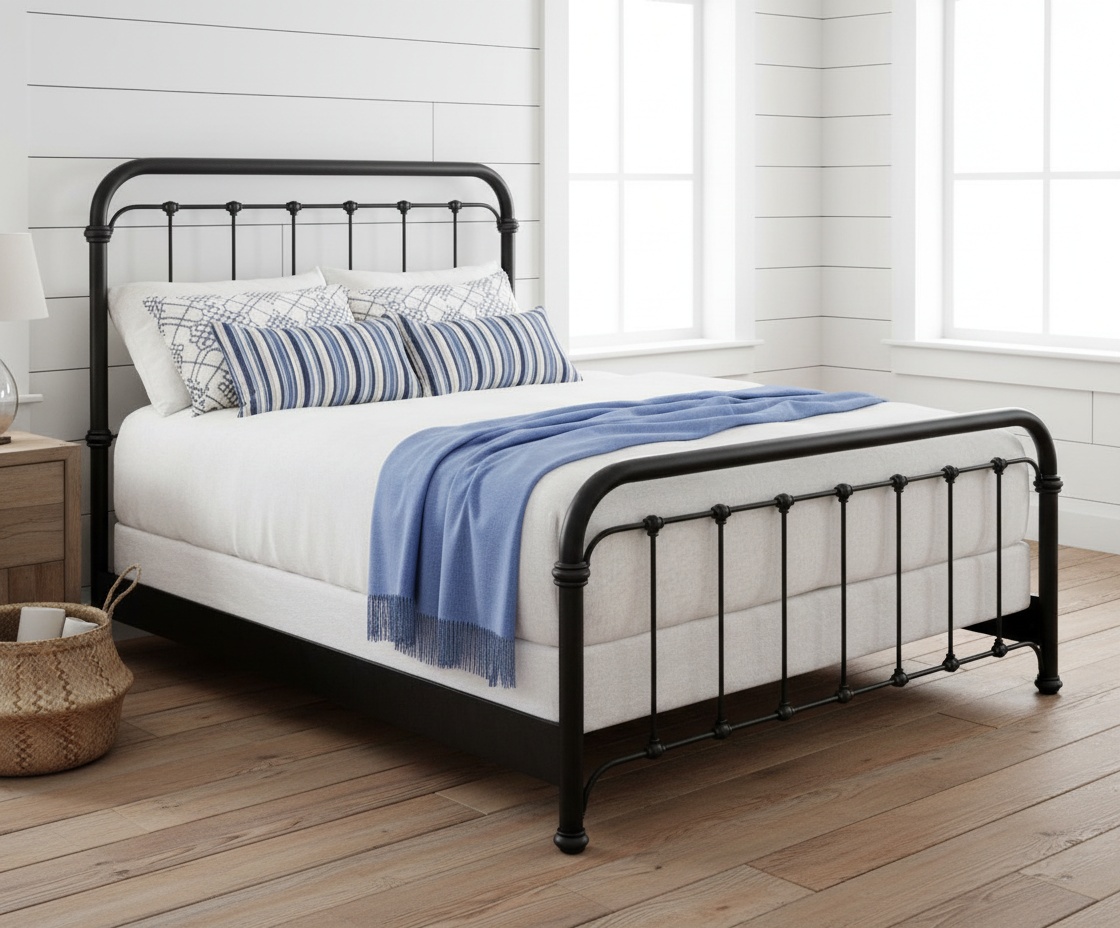 Elegant antique iron bed in a luxurious bedroom setting